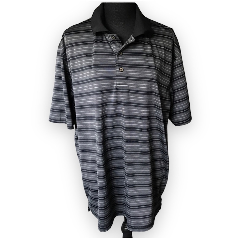 GRAND SLAM PERFORMANCE Men’s Black and gray striped golf polo